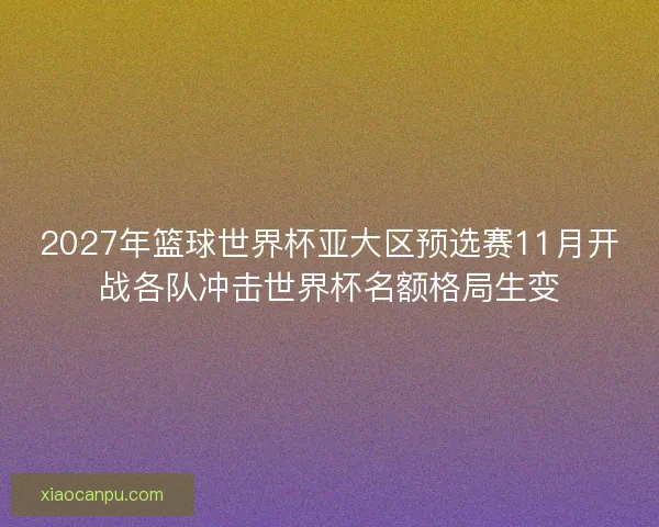 2027年篮球世界杯亚大区预选赛11月开战各队冲击世界杯名额格局生变 2027年篮球世界杯亚大区预选赛11月开战各队冲击世界杯名额格局生变