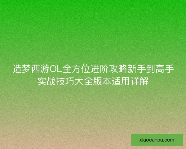 造梦西游OL全方位进阶攻略新手到高手实战技巧大全版本适用详解 造梦西游OL全方位进阶攻略新手到高手实战技巧大全版本适用详解