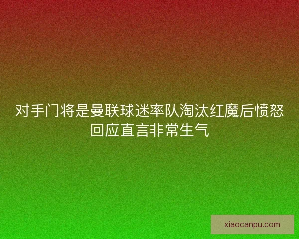 对手门将是曼联球迷率队淘汰红魔后愤怒回应直言非常生气